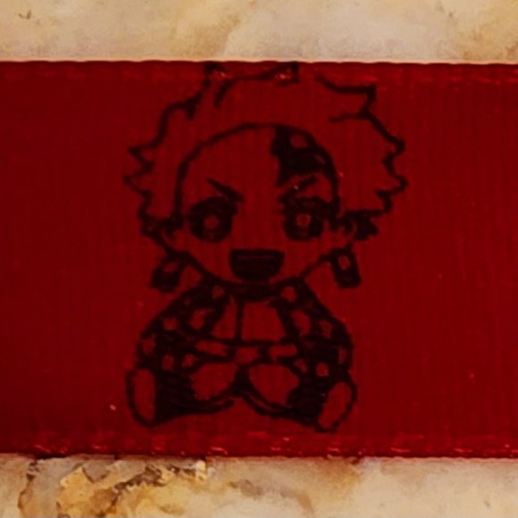 Printed Ribbons - Red - Tanjiro - 20 metres - Picture 3 of 5